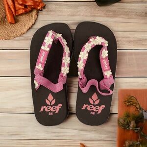 Reef Toddlers Girls Beach Daisy Pink/Brown Sandals Shoes Size 5/6